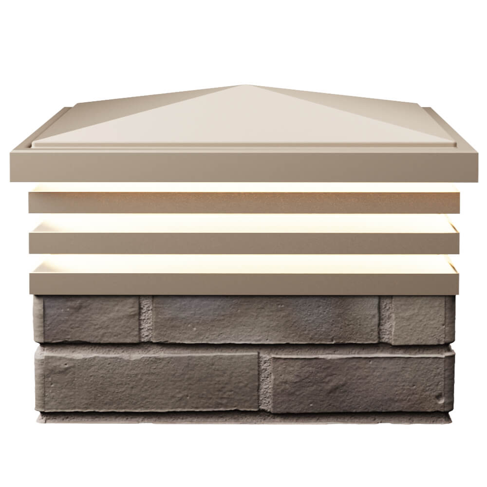 Колпак Zking Бона ХайТек Бежевый на столб 1.5х1.5 кирпича (385х385мм) с подсветкой в Воскресенске фото