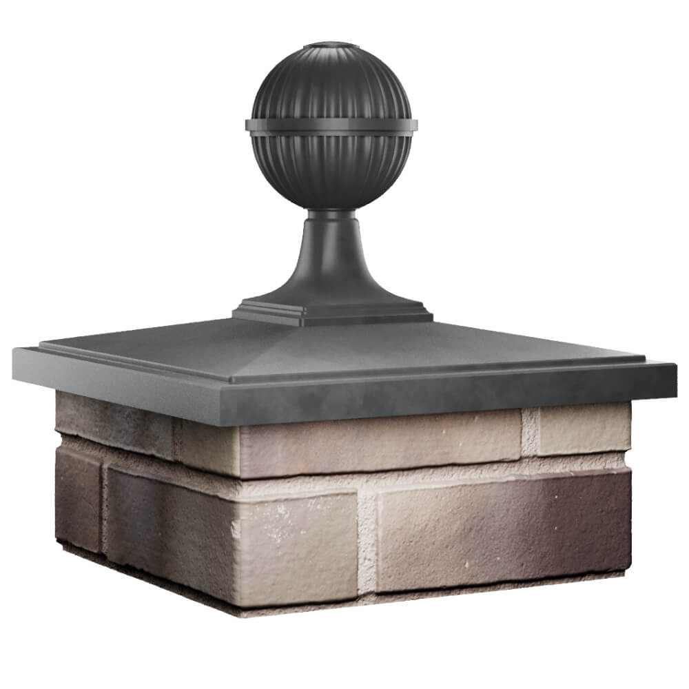 Колпак Zking БонаМоно Серый с шаром на столб 1.5х1.5 кирпича (385х385, 400х400мм) в сборе в Воскресенске фото