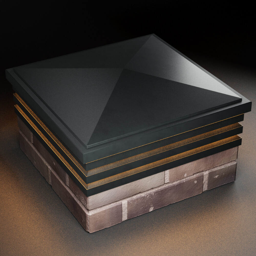 Колпак Zking Бона ХайТек Черный на столб 2х2 кирпича (513х513мм) с подсветкой в Воскресенске фото