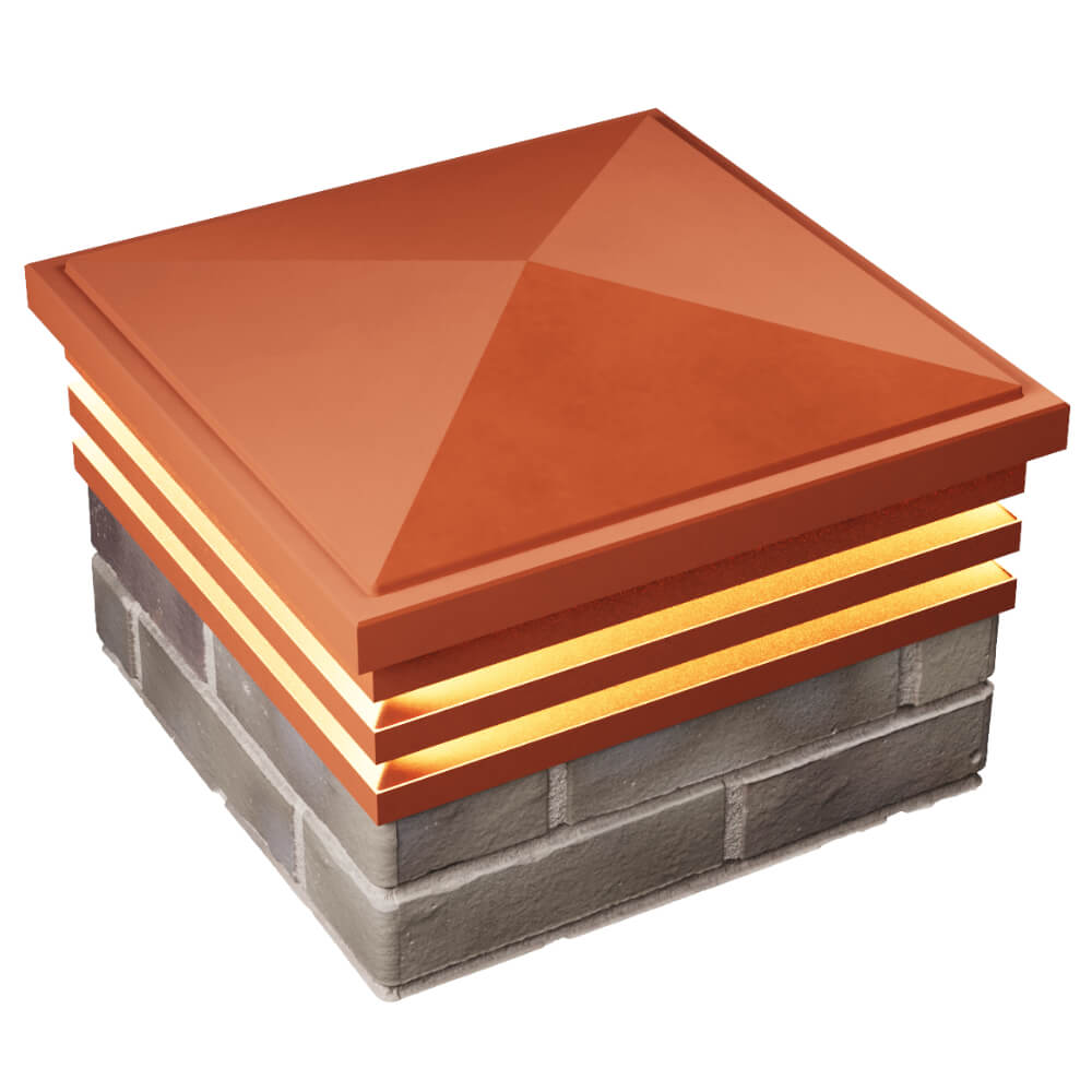 Колпак Zking Бона ХайТек Красный на столб 1.5х1.5 кирпича (385х385мм) с подсветкой в Воскресенске фото