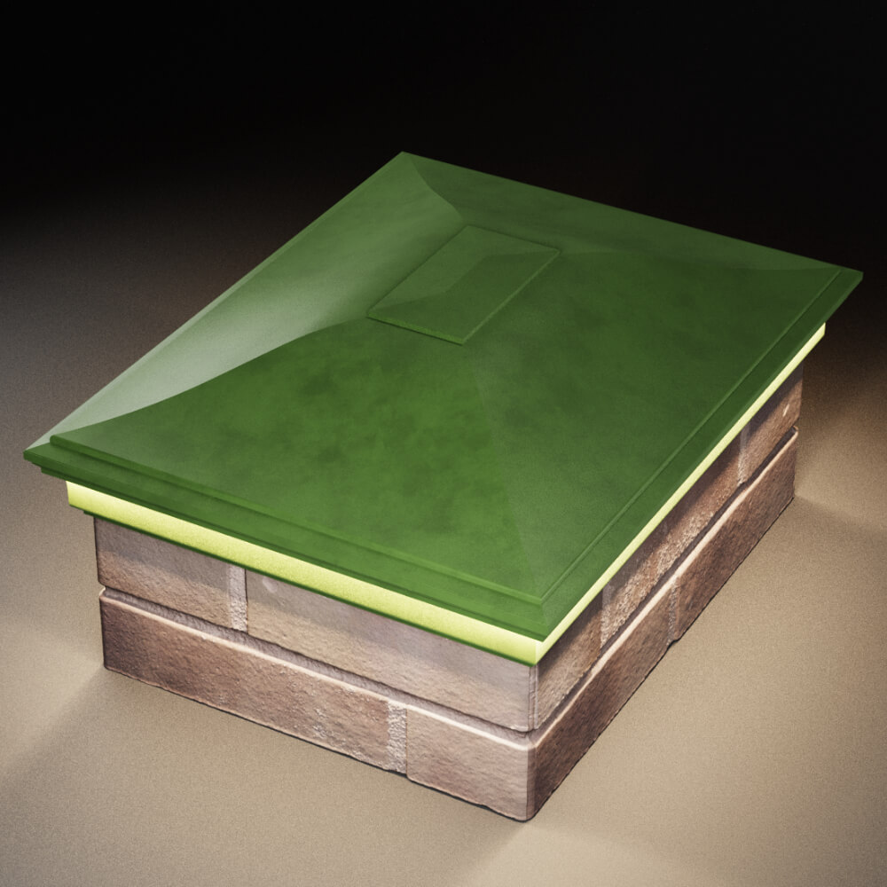 Колпак Zking Монблан Зеленый на столб 2х1.5 кирпича (515х385мм) c подсветкой в Воскресенске фото