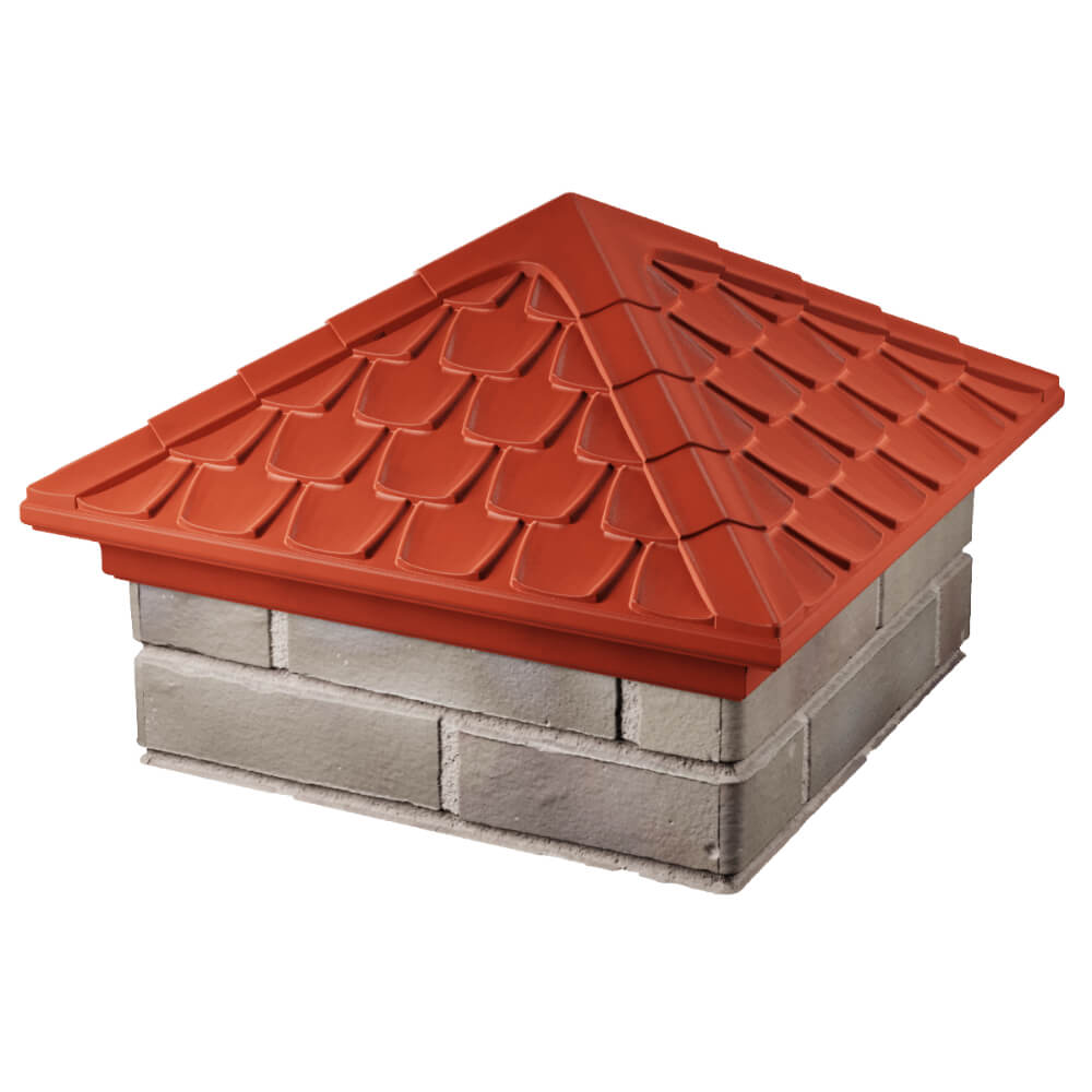 Колпак Zking Эльбрус Красный на столб 1.5х1.5 кирпича (385х385мм) в Воскресенске фото