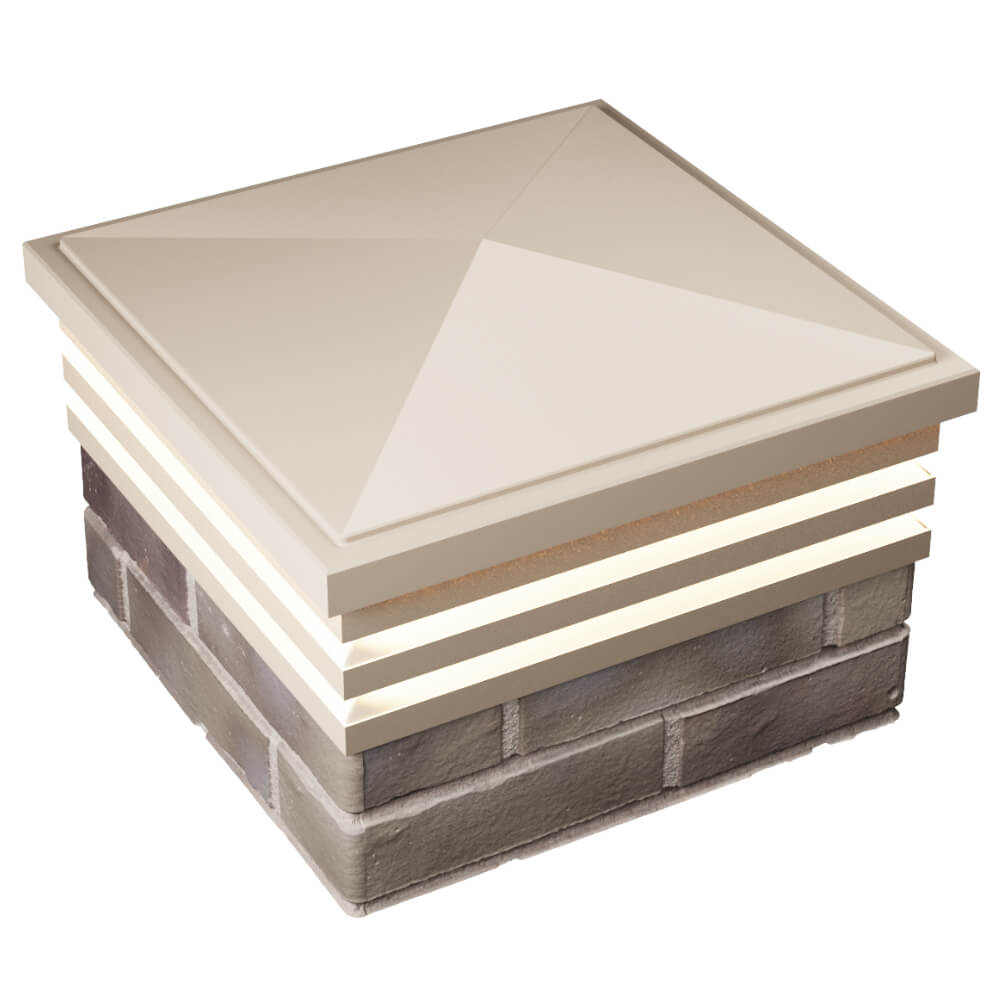 Колпак Zking Бона ХайТек Бежевый на столб 1.5х1.5 кирпича (385х385мм) с подсветкой в Воскресенске фото