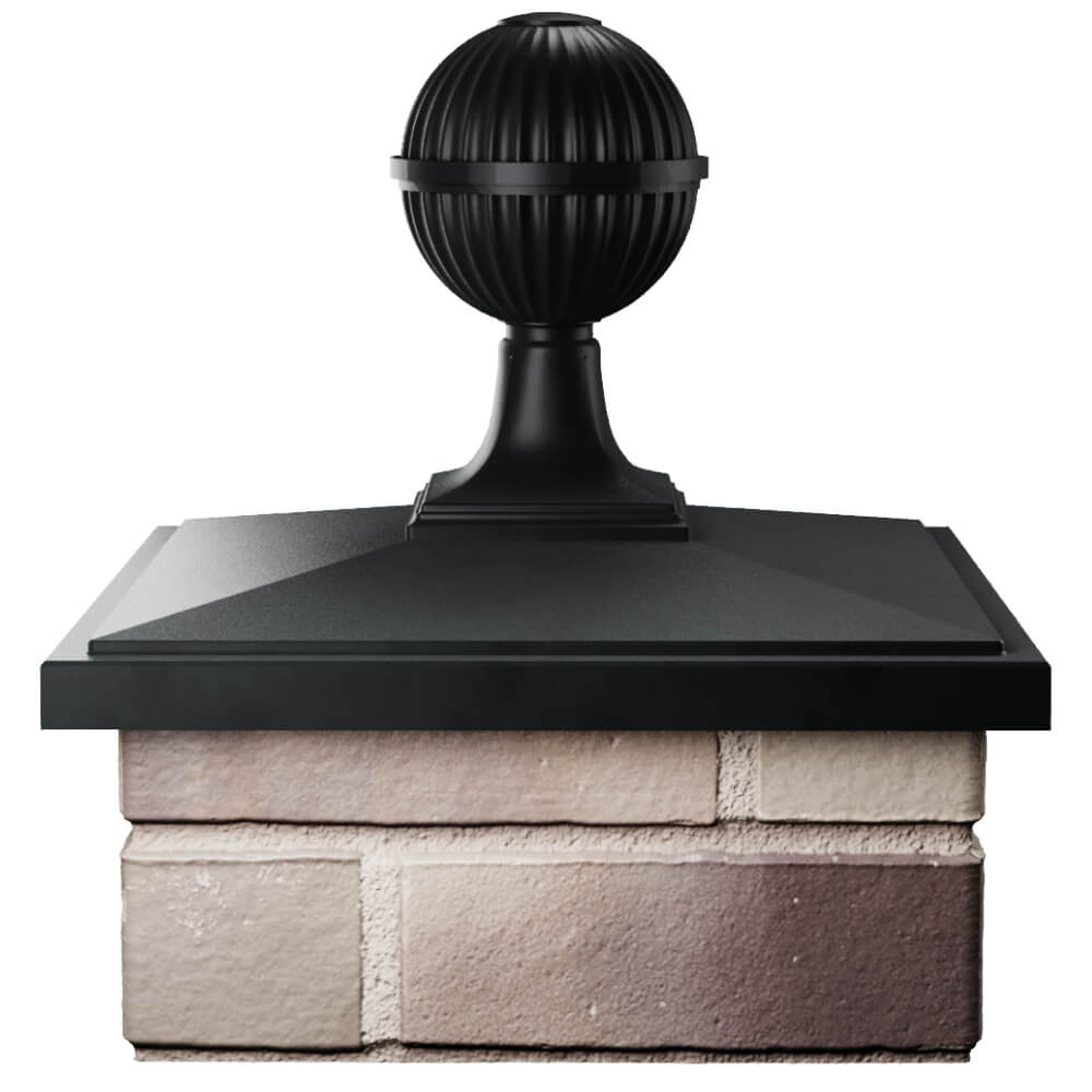 Колпак Zking БонаМоно Черный с шаром на столб 1.5х1.5 кирпича (385х385, 400х400мм) в сборе Воскресенск фото