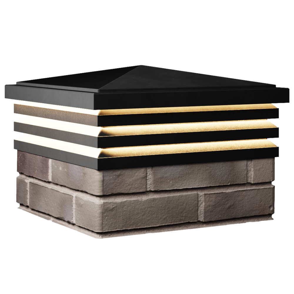 Колпак Zking Бона ХайТек Черный на столб 1.5х1.5 кирпича (385х385мм) с подсветкой в Воскресенске фото