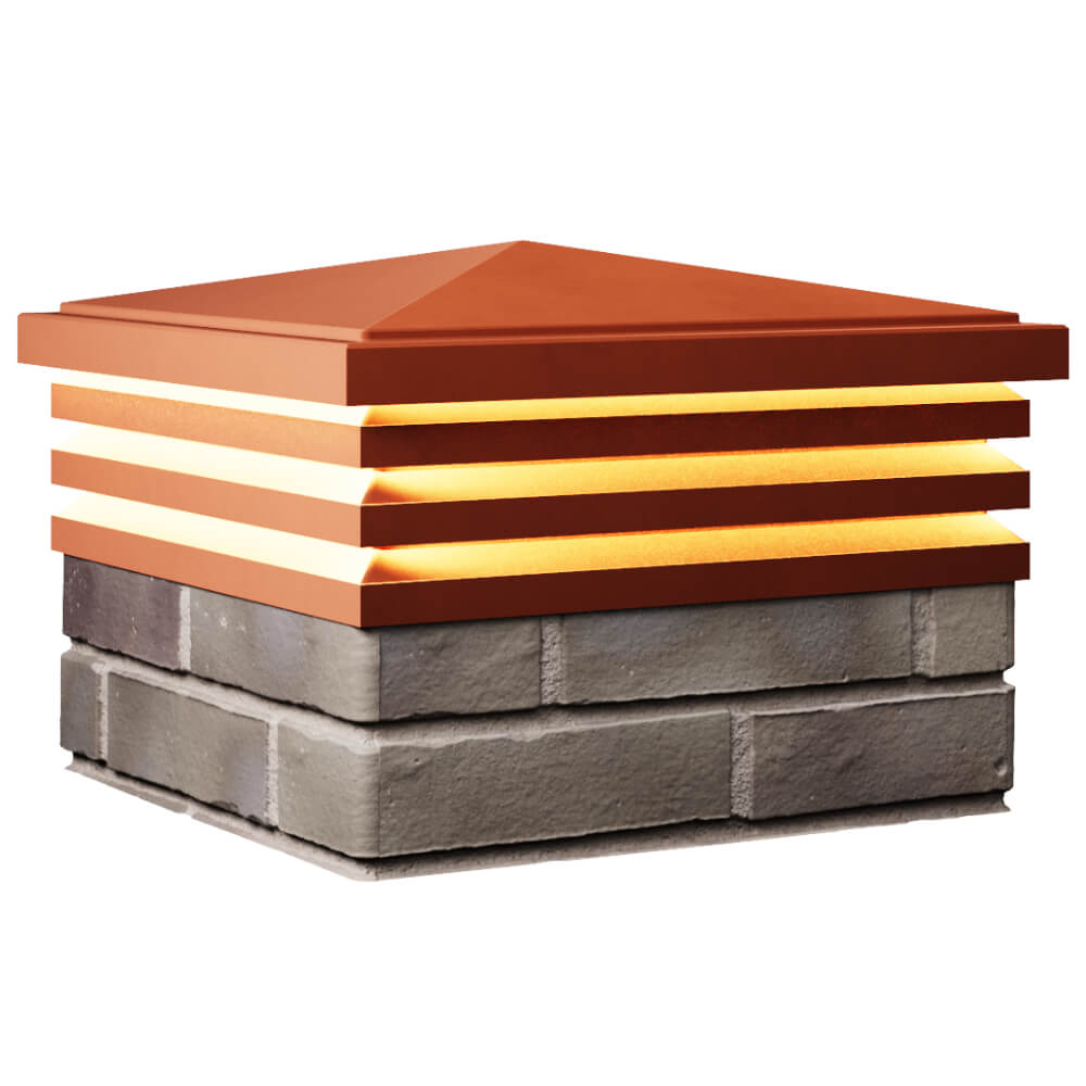 Колпак Zking Бона ХайТек Красный на столб 1.5х1.5 кирпича (385х385мм) с подсветкой в Воскресенске фото