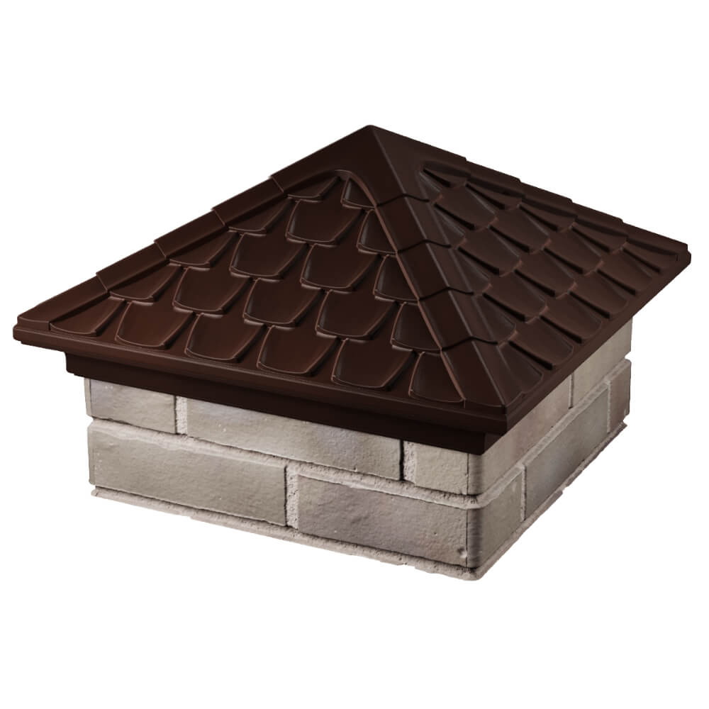 Колпак Zking Эльбрус Коричневый на столб 1.5х1.5 кирпича (385х385мм) в Воскресенске фото