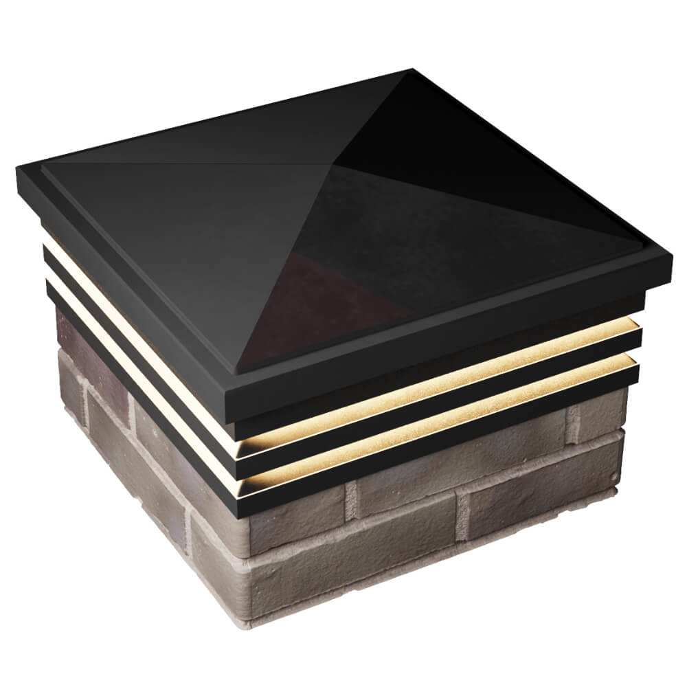 Колпак Zking Бона ХайТек Черный на столб 1.5х1.5 кирпича (385х385мм) с подсветкой в Воскресенске фото