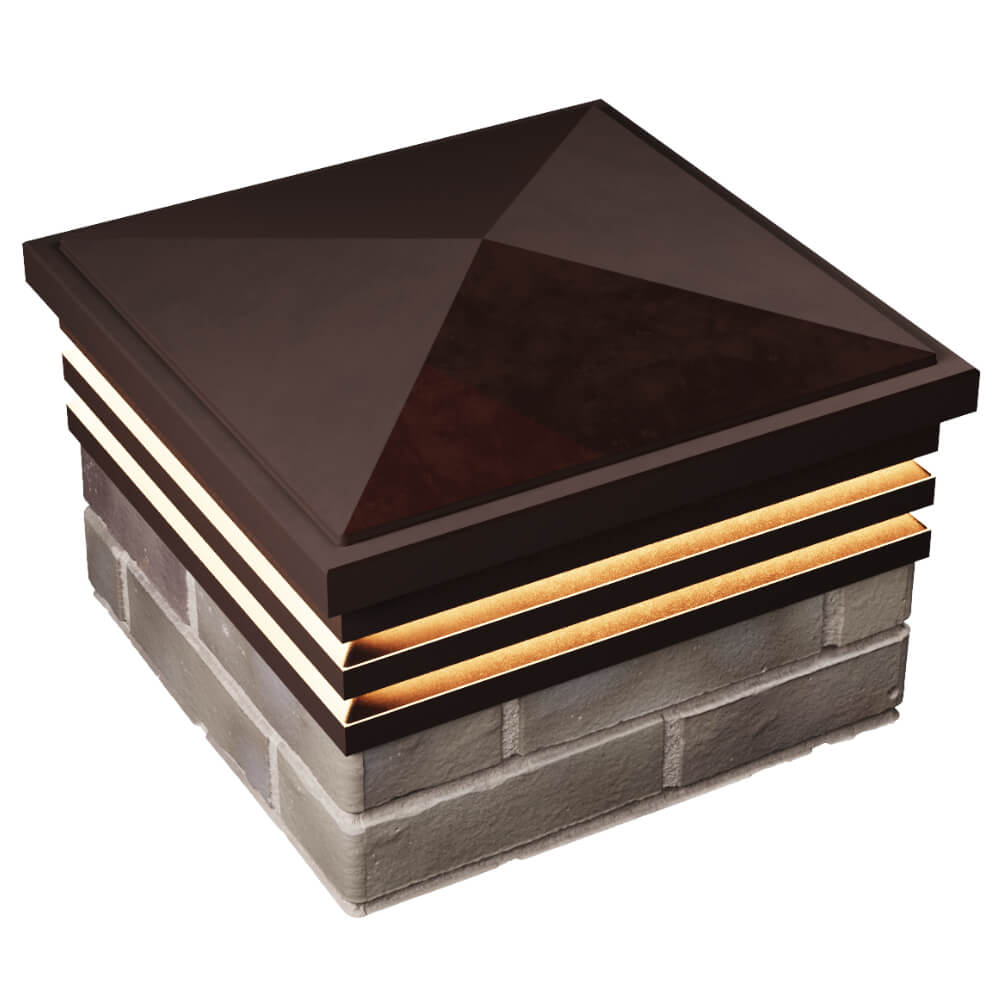 Колпак Zking Бона ХайТек Коричневый на столб 1.5х1.5 кирпича (385х385мм) с подсветкой в Воскресенске фото