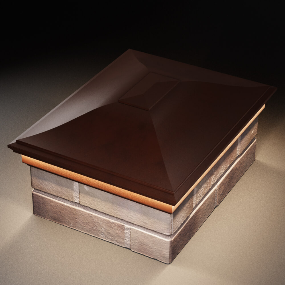 Колпак Zking Монблан Коричневый на столб 2х1.5 кирпича (515х385мм) c подсветкой в Воскресенске фото