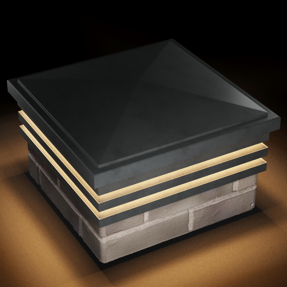 Колпак Zking Бона ХайТек Серый на столб 1.5х1.5 кирпича (385х385мм) с подсветкой в Воскресенске фото