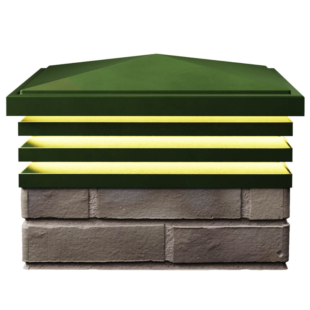 Колпак Zking Бона ХайТек Зеленый на столб 1.5х1.5 кирпича (385х385мм) с подсветкой в Воскресенске фото