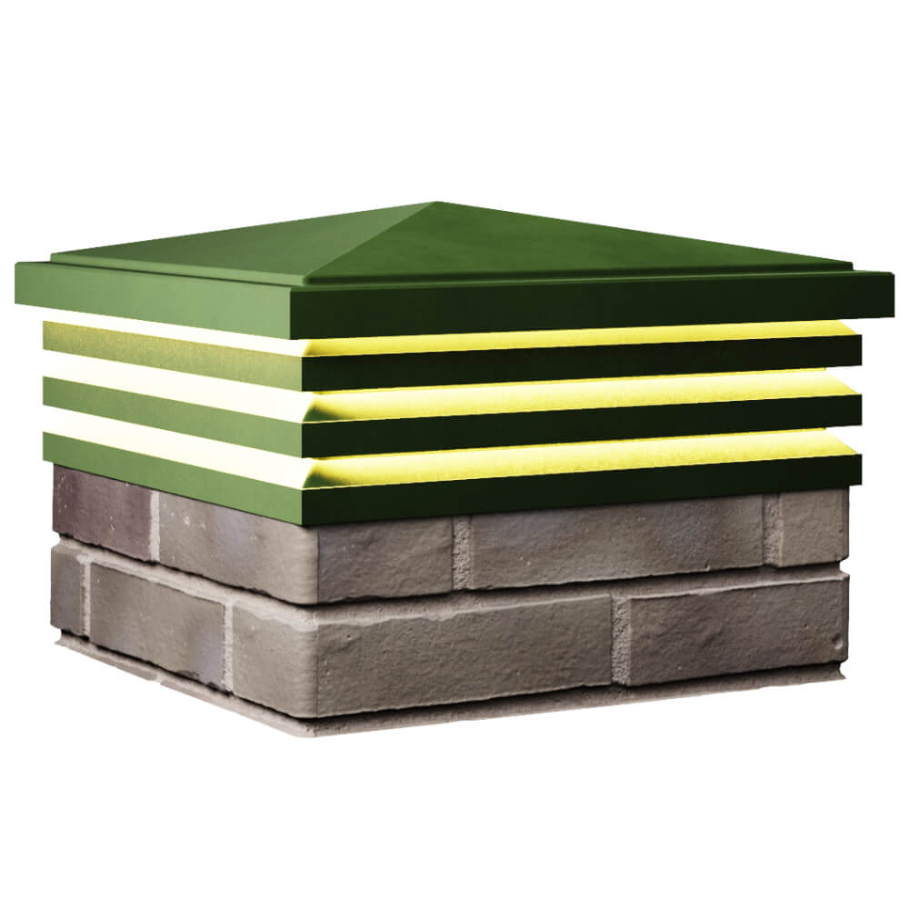 Колпак Zking Бона ХайТек Зеленый на столб 1.5х1.5 кирпича (385х385мм) с подсветкой в Воскресенске фото