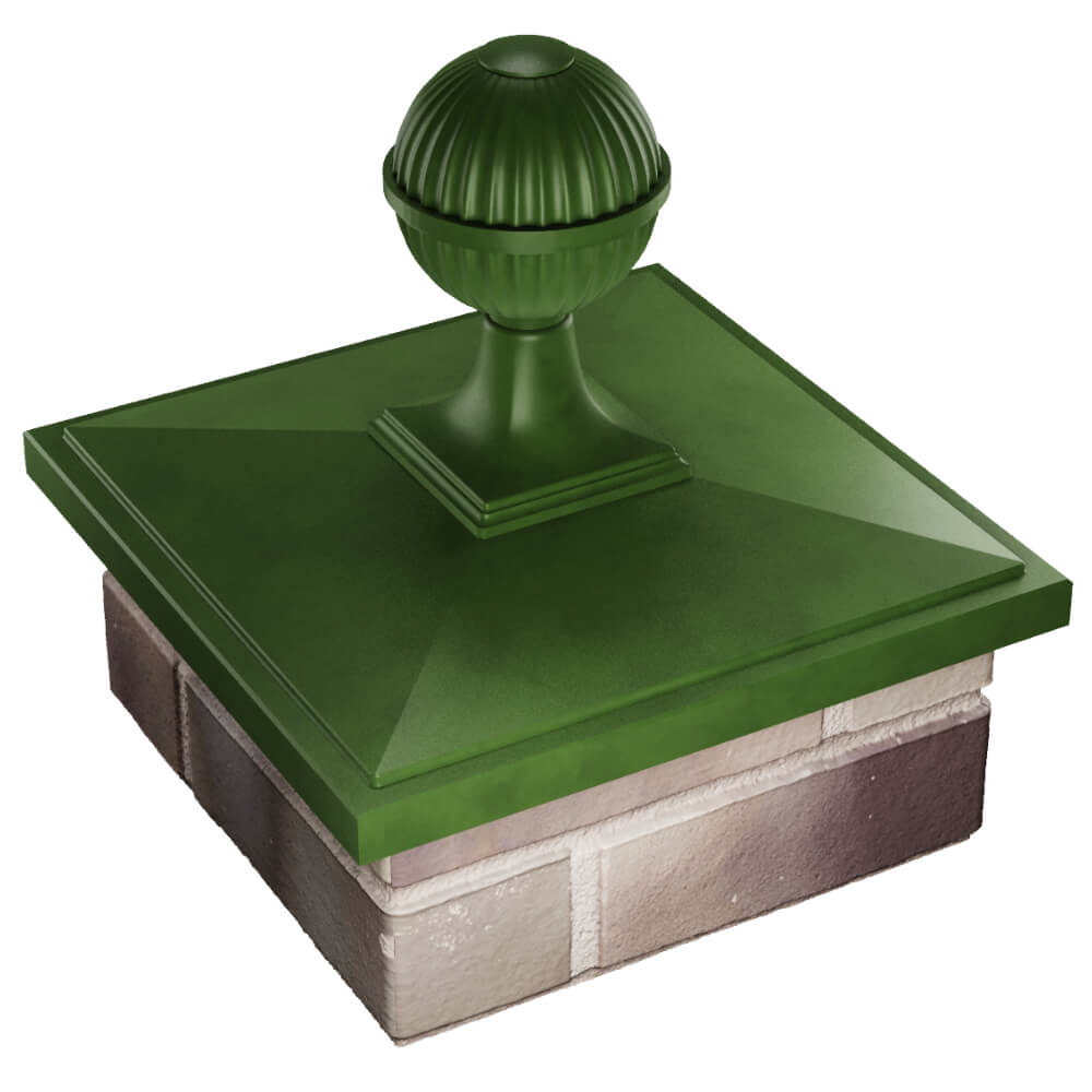Колпак Zking БонаМоно Зеленый с шаром на столб 1.5х1.5 кирпича (385х385, 400х400мм) в сборе в Воскресенске фото