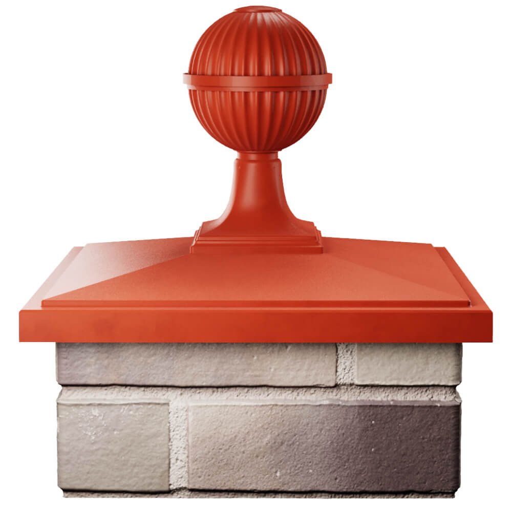 Колпак Zking БонаМоно Красный с шаром на столб 1.5х1.5 кирпича (385х385, 400х400мм) в сборе Воскресенск фото