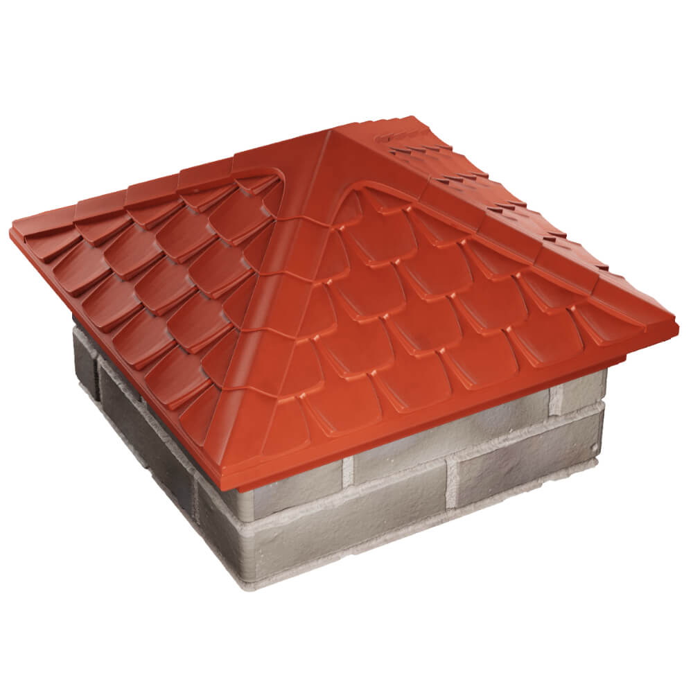 Колпак Zking Эльбрус Красный на столб 1.5х1.5 кирпича (385х385мм) в Воскресенске фото