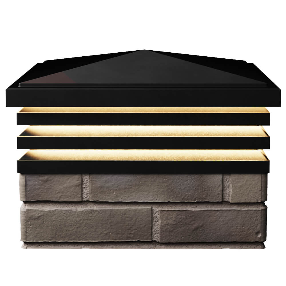 Колпак Zking Бона ХайТек Черный на столб 1.5х1.5 кирпича (385х385мм) с подсветкой в Воскресенске фото