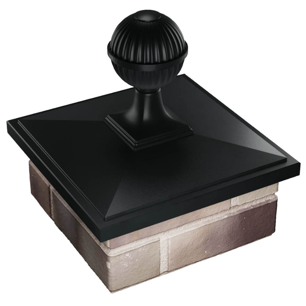 Колпак Zking БонаМоно Черный с шаром на столб 1.5х1.5 кирпича (385х385, 400х400мм) в сборе в Воскресенске фото