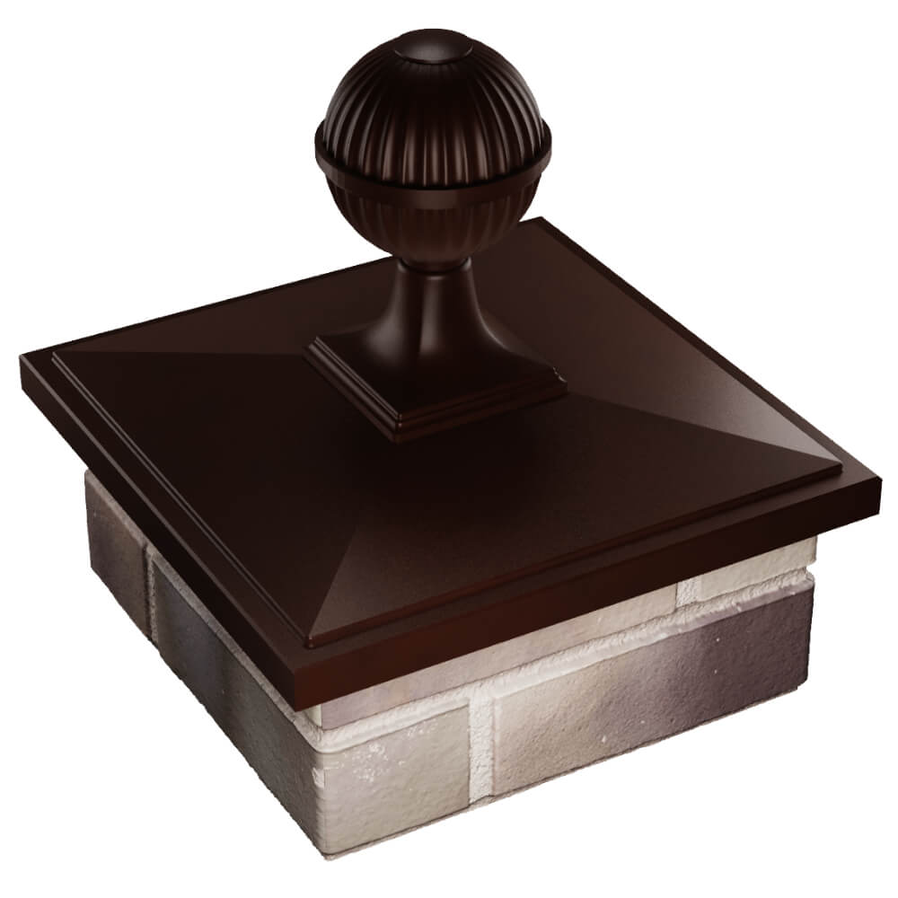 Колпак Zking БонаМоно Коричневый с шаром на столб 1.5х1.5 кирпича (385х385, 400х400мм) в сборе в Воскресенске фото