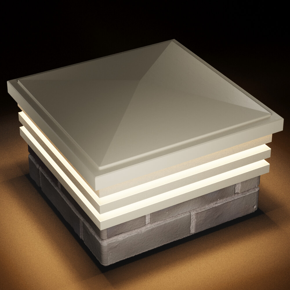 Колпак Zking Бона ХайТек Бежевый на столб 1.5х1.5 кирпича (385х385мм) с подсветкой в Воскресенске фото