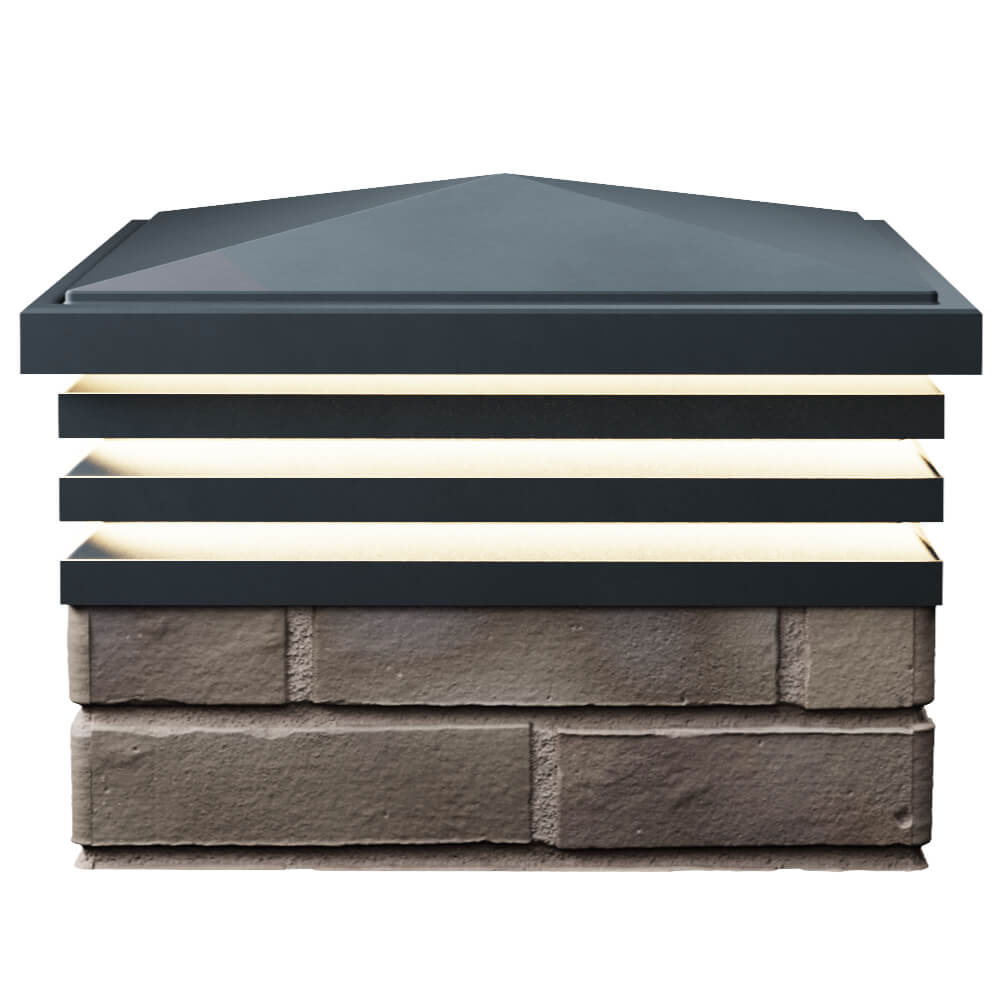 Колпак Zking Бона ХайТек Серый на столб 1.5х1.5 кирпича (385х385мм) с подсветкой в Воскресенске фото