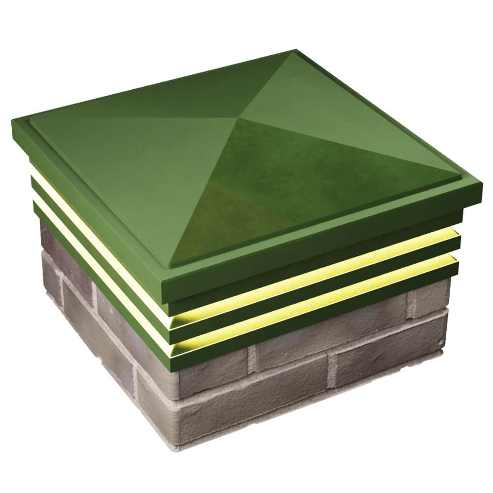 Колпак Zking Бона ХайТек Зеленый на столб 1.5х1.5 кирпича (385х385мм) с подсветкой в Воскресенске фото