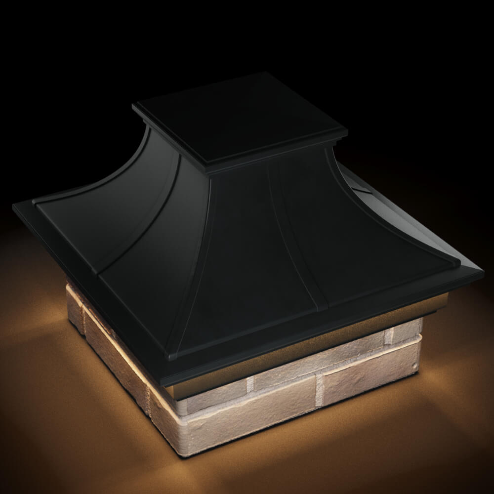 Колпак Zking Монблан Премиум Черный на столб 1.5х1.5 кирпича (385х385мм) с подсветкой в Воскресенске фото