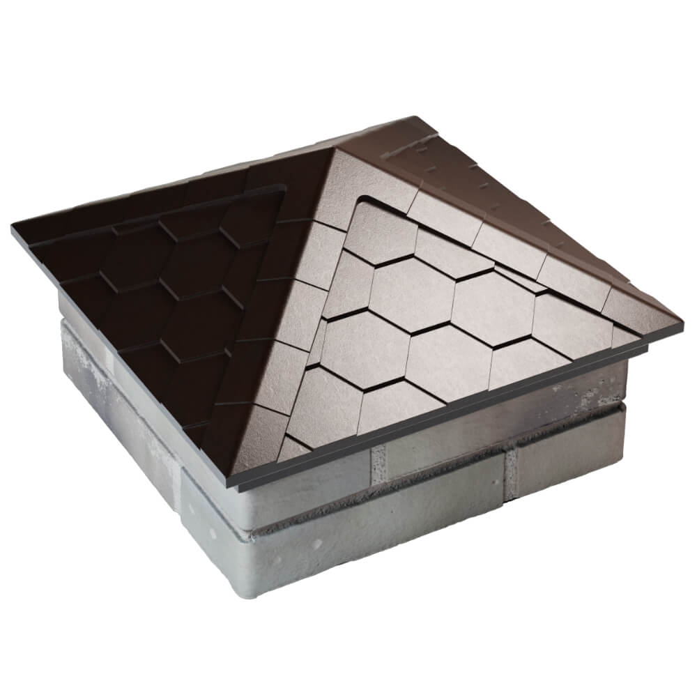 Колпак Zking Эверест Коричневый на столб 1.5х1.5 кирпича (390х390мм) в Воскресенске фото