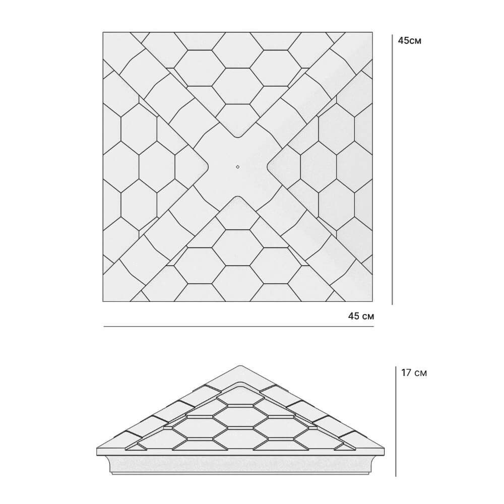 Колпак Zking Эверест Серый на столб 1.5х1.5 кирпича (390х390мм) в Воскресенске фото
