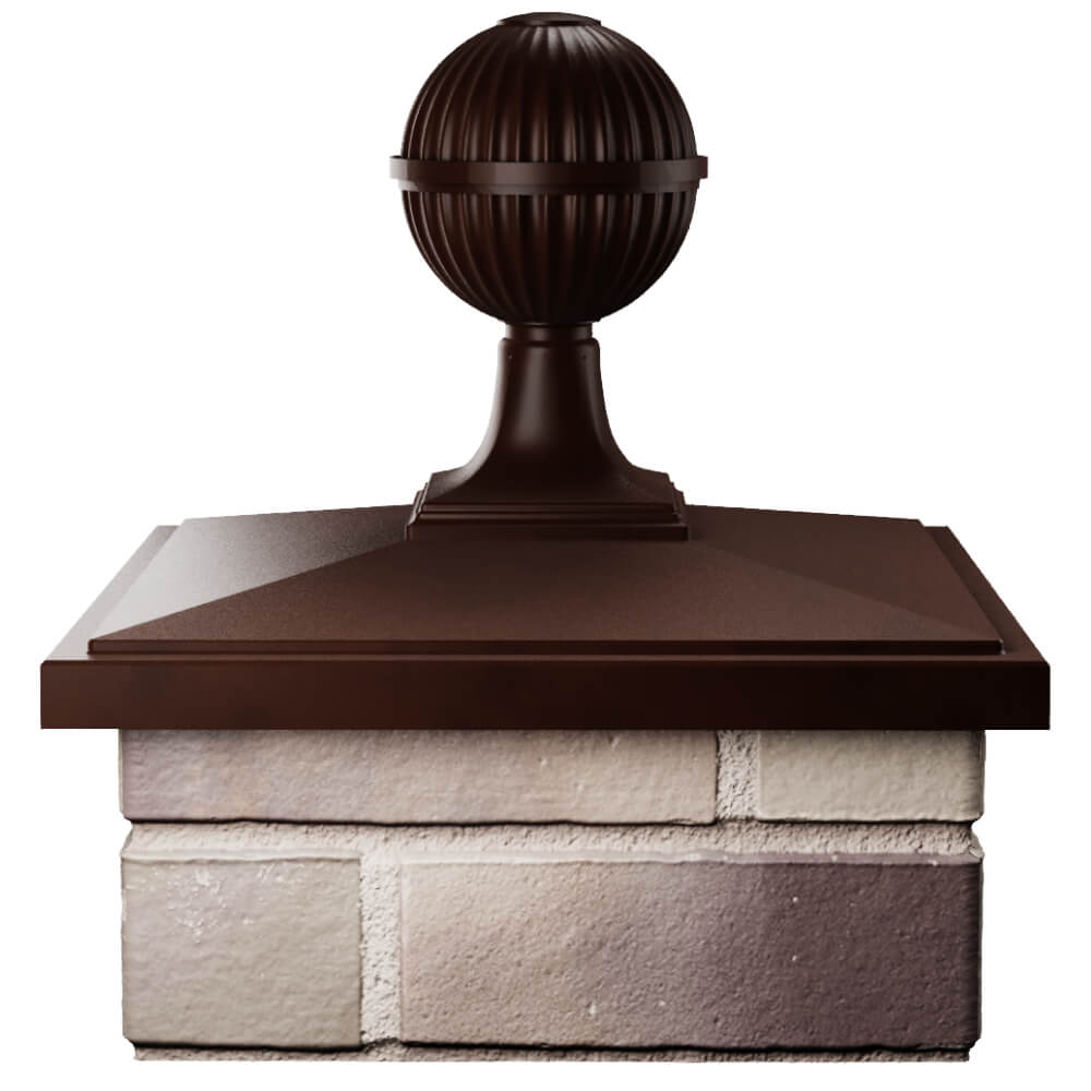 Колпак Zking БонаМоно Коричневый с шаром на столб 1.5х1.5 кирпича (385х385, 400х400мм) в сборе Воскресенск фото