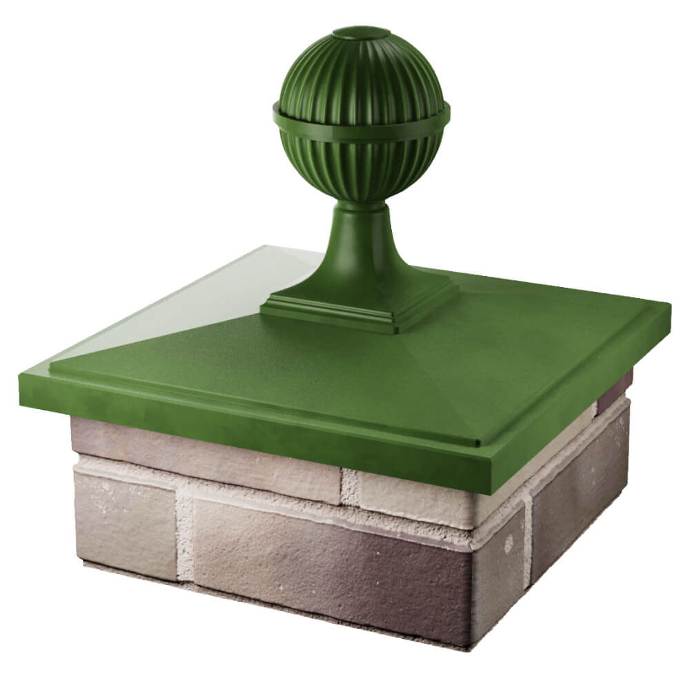 Колпак Zking БонаМоно Зеленый с шаром на столб 1.5х1.5 кирпича (385х385, 400х400мм) в сборе в Воскресенске фото