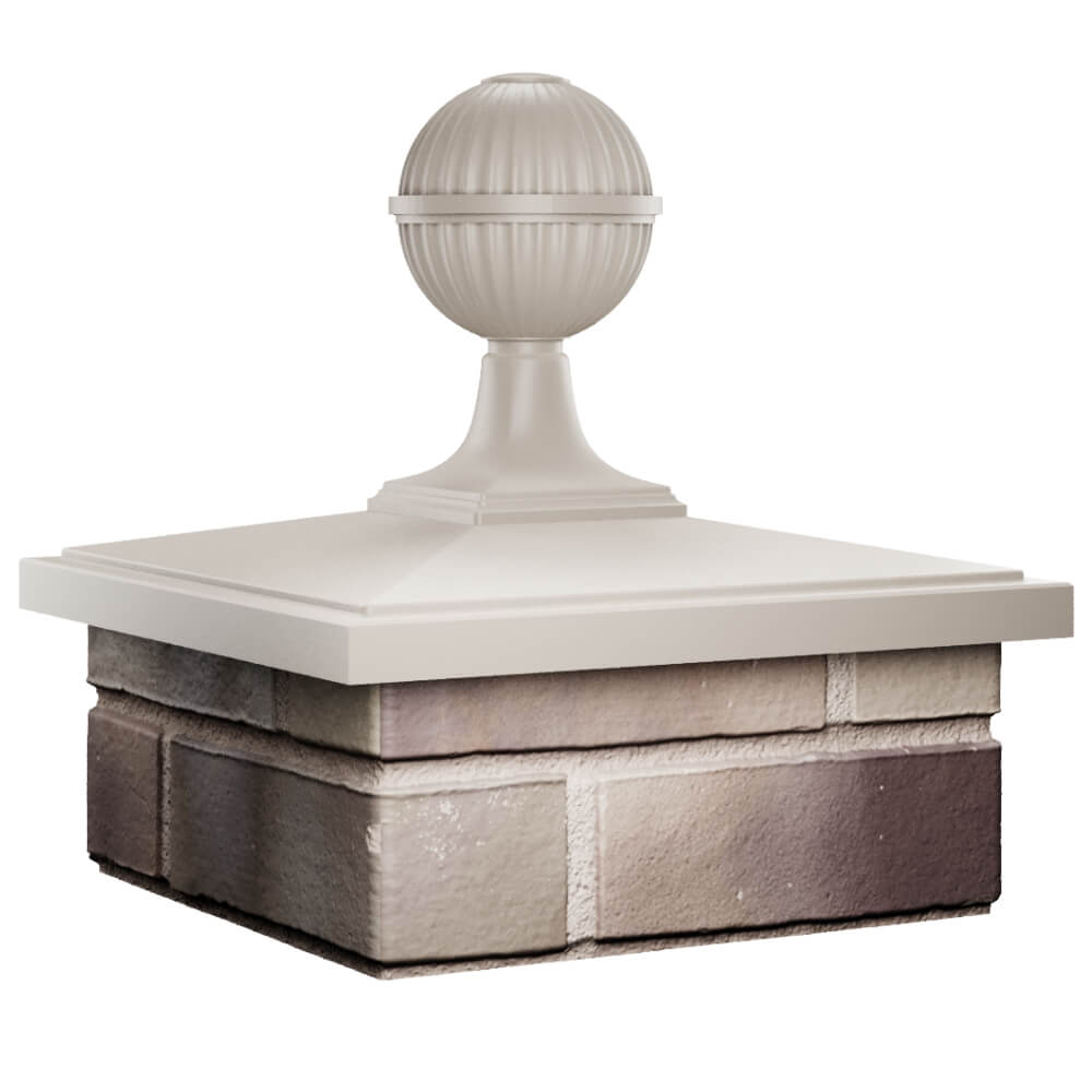 Колпак Zking БонаМоно Бежевый с шаром на столб 1.5х1.5 кирпича (385х385, 400х400мм) в сборе в Воскресенске фото