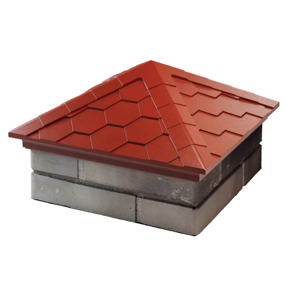 Колпак Zking Эверест Красный на столб 1.5х1.5 кирпича (390х390мм) в Воскресенске фото