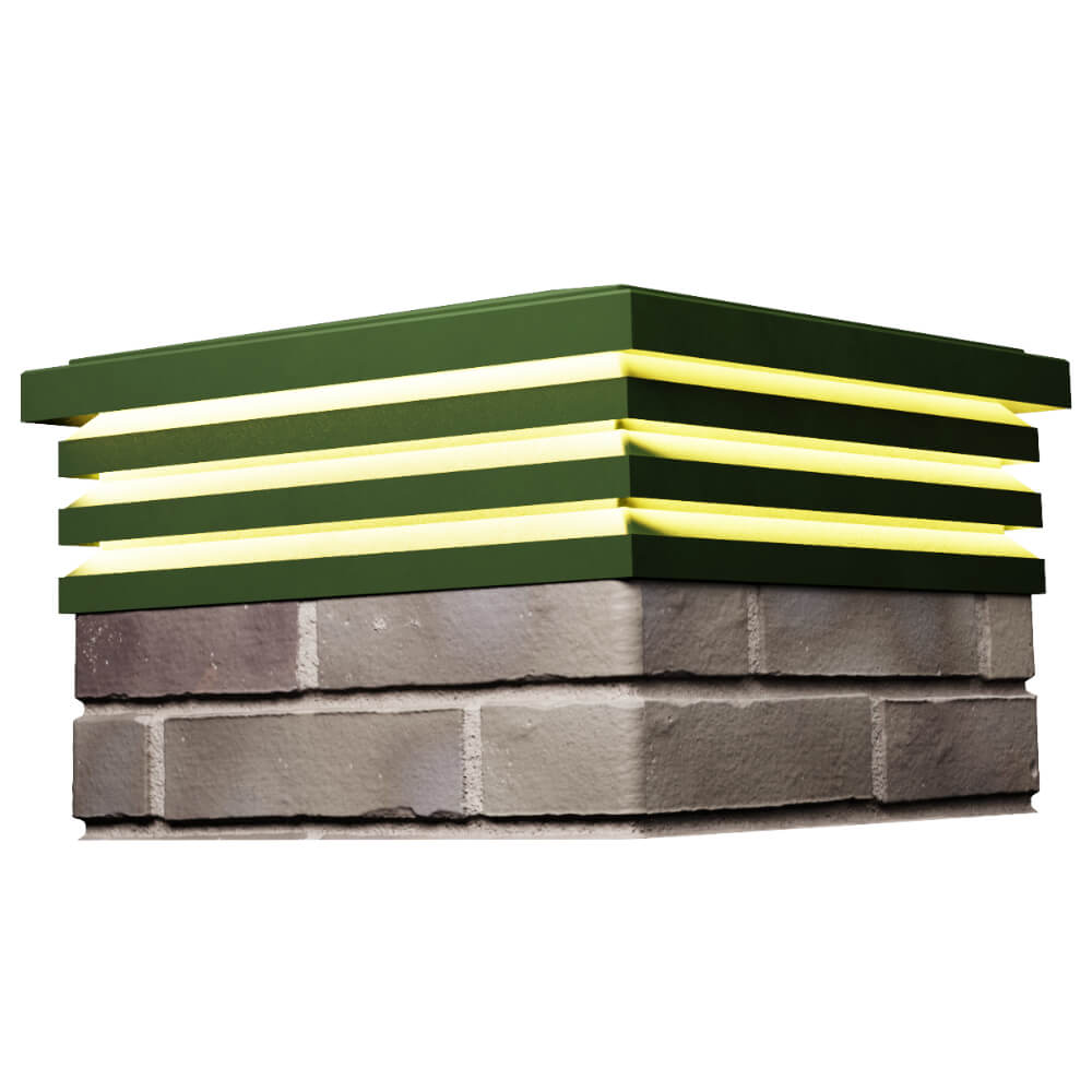 Колпак Zking Бона ХайТек Зеленый на столб 1.5х1.5 кирпича (385х385мм) с подсветкой в Воскресенске фото