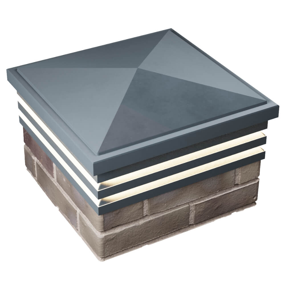 Колпак Zking Бона ХайТек Серый на столб 1.5х1.5 кирпича (385х385мм) с подсветкой в Воскресенске фото