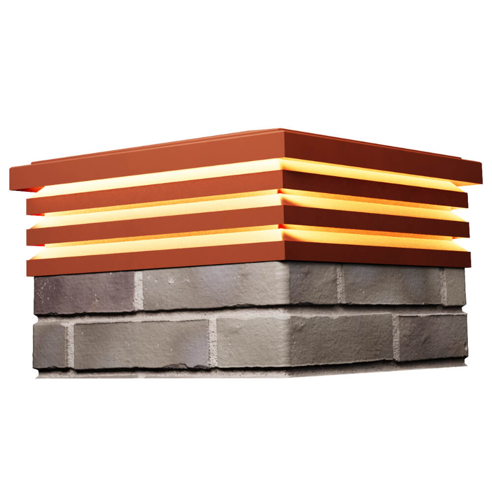 Колпак Zking Бона ХайТек Красный на столб 1.5х1.5 кирпича (385х385мм) с подсветкой в Воскресенске фото