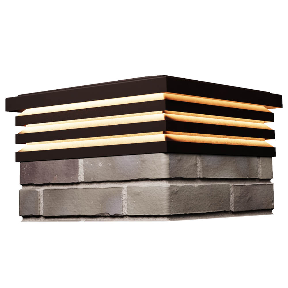 Колпак Zking Бона ХайТек Коричневый на столб 1.5х1.5 кирпича (385х385мм) с подсветкой в Воскресенске фото