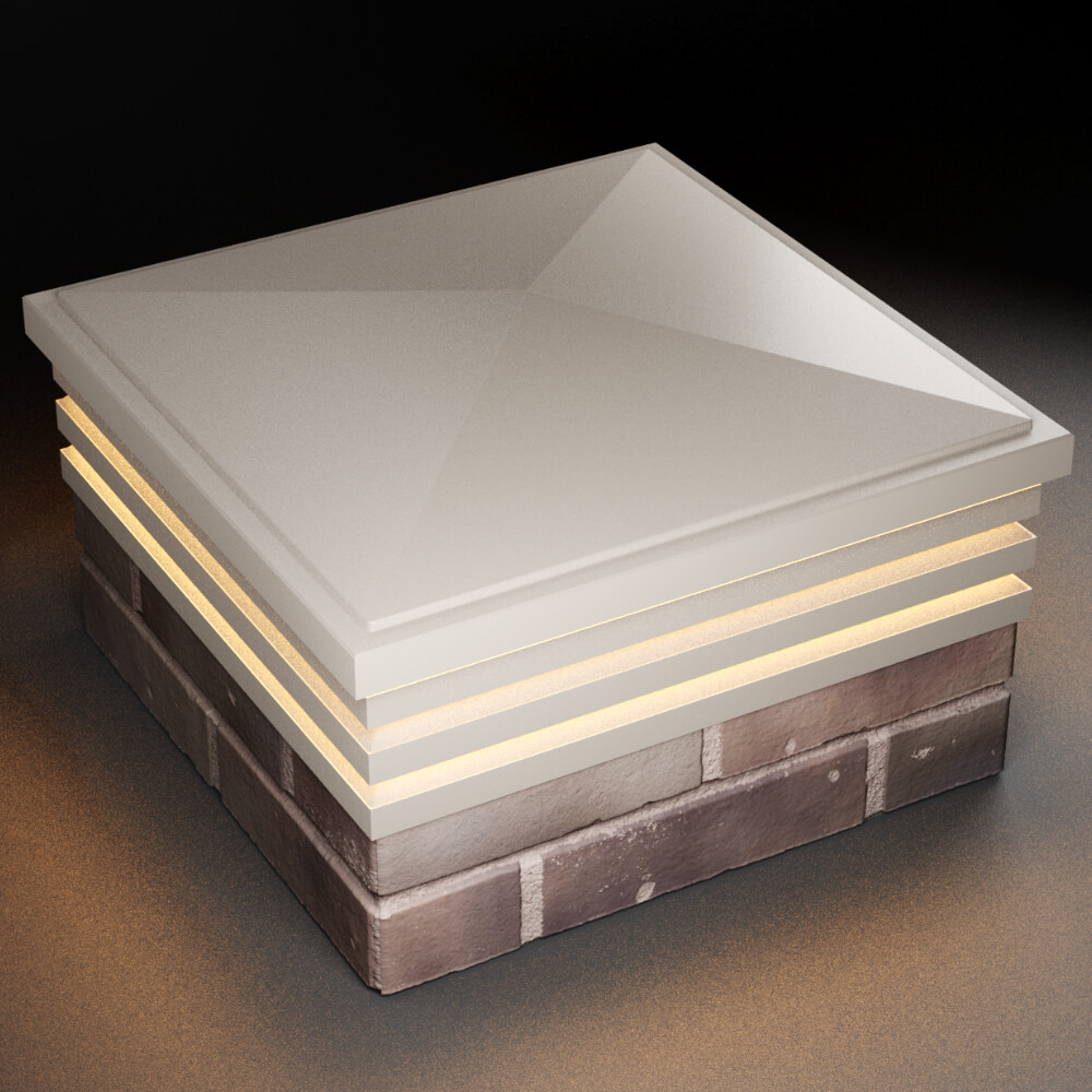 Колпак Zking Бона ХайТек Бежевый на столб 2х2 кирпича (513х513мм) с подсветкой в Воскресенске фото