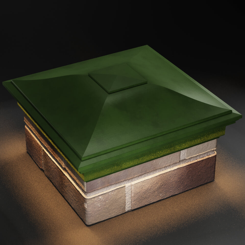 Колпак Zking Монблан Зеленый на столб 1.5х1.5 кирпича (385х385мм) с подсветкой в Воскресенске фото