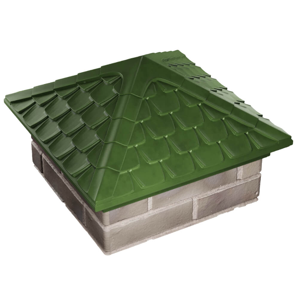 Колпак Zking Эльбрус Зеленый на столб 1.5х1.5 кирпича (385х385мм) в Воскресенске фото