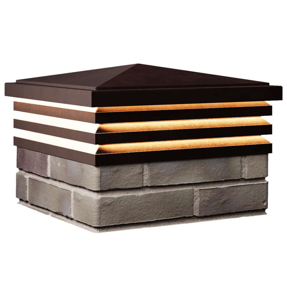 Колпак Zking Бона ХайТек Коричневый на столб 1.5х1.5 кирпича (385х385мм) с подсветкой в Воскресенске фото