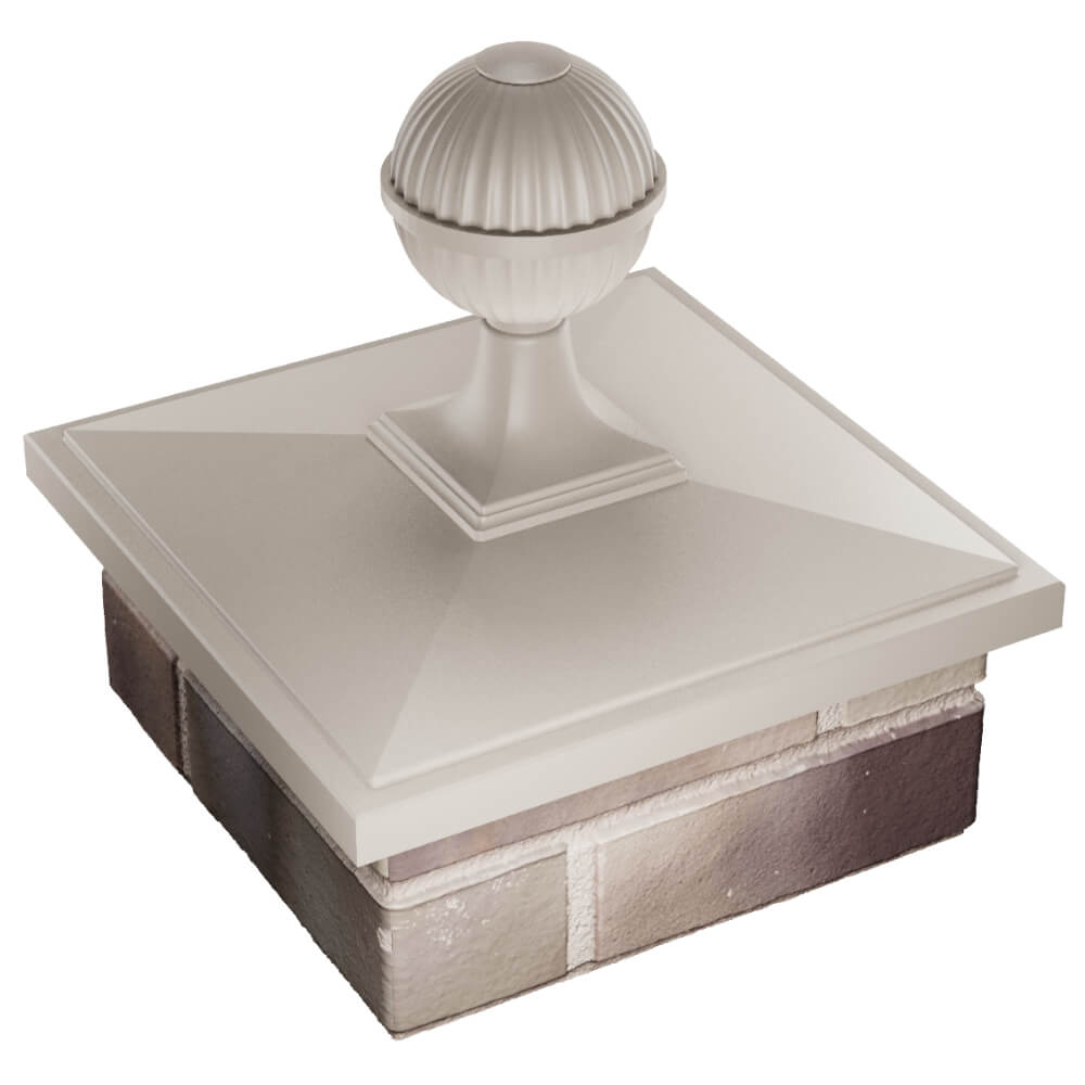 Колпак Zking БонаМоно Бежевый с шаром на столб 1.5х1.5 кирпича (385х385, 400х400мм) в сборе в Воскресенске фото