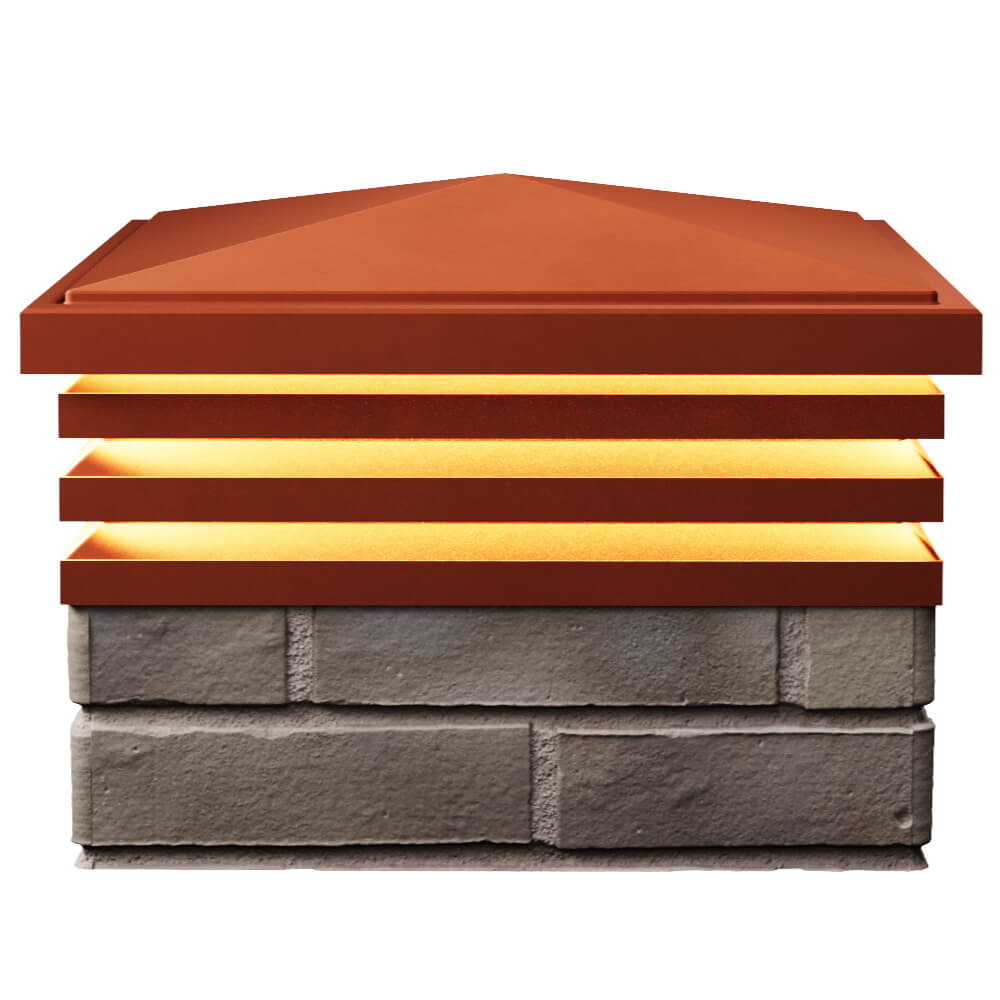 Колпак Zking Бона ХайТек Красный на столб 1.5х1.5 кирпича (385х385мм) с подсветкой в Воскресенске фото