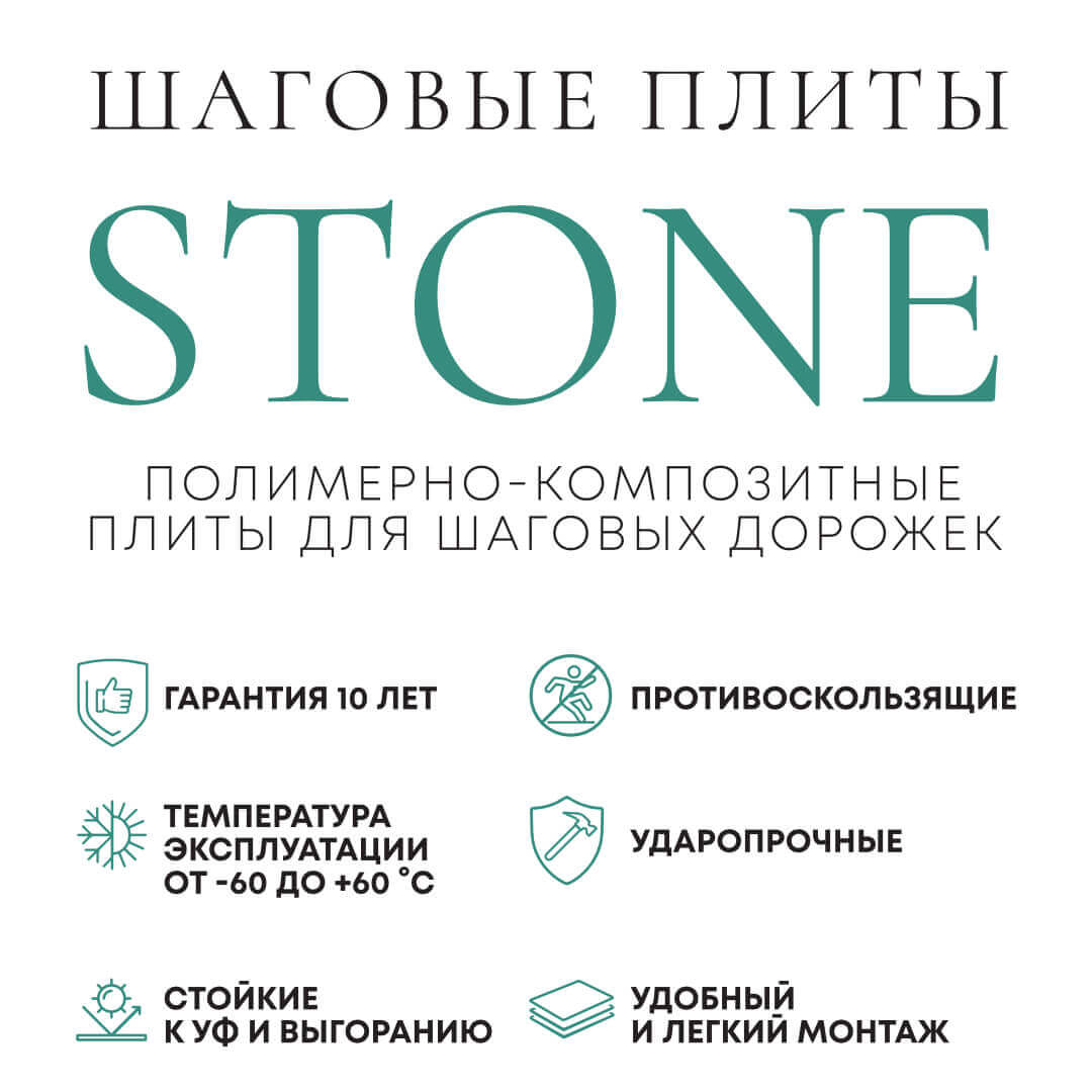 Шаговая плита STONE Светлая Галька 990х990х55мм в Воскресенске фото