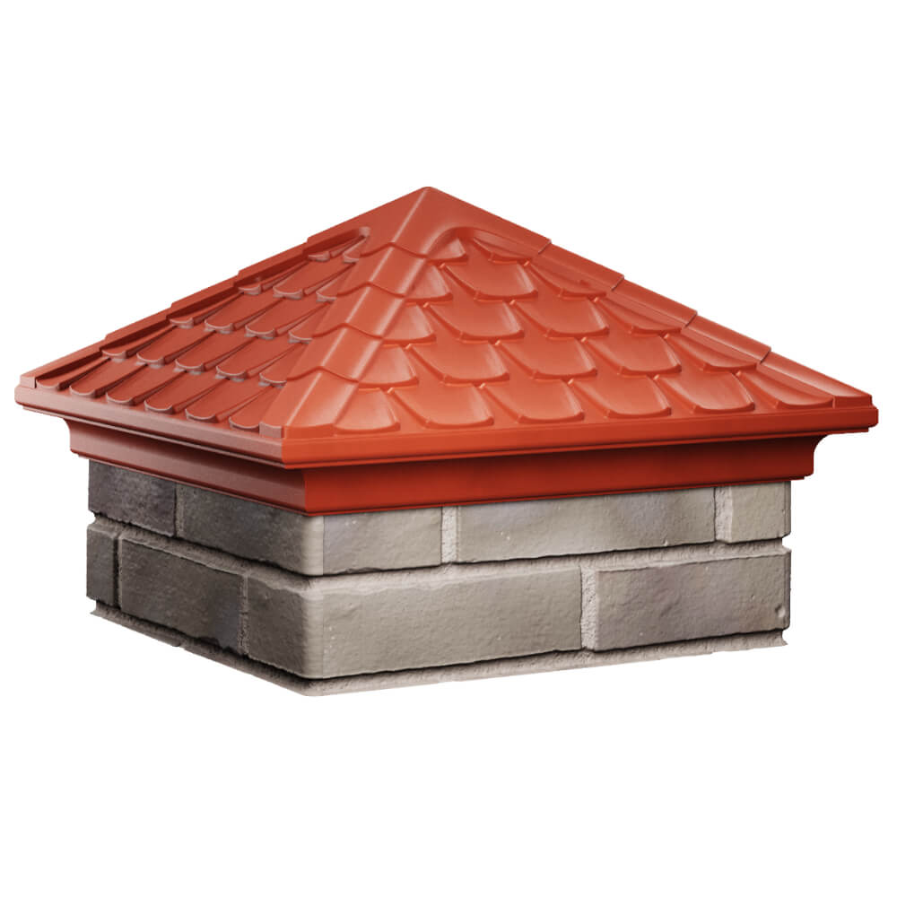 Колпак Zking Эльбрус Красный на столб 1.5х1.5 кирпича (385х385мм) в Воскресенске фото