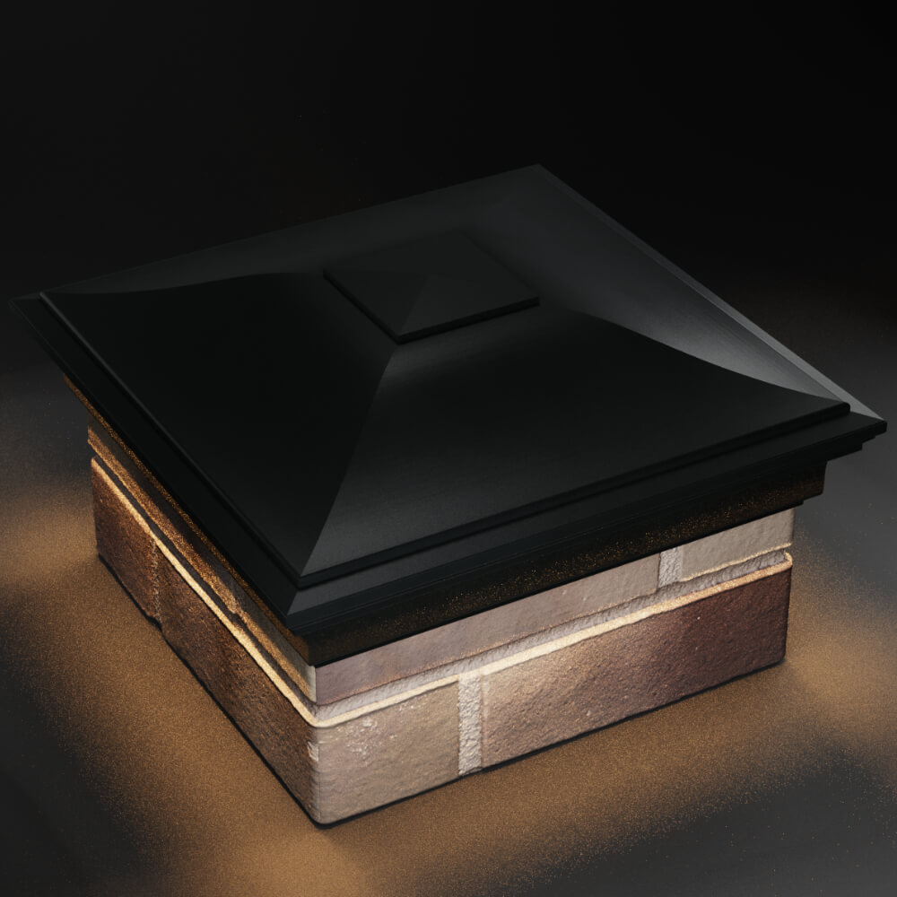 Колпак Zking Монблан Черный на столб 1.5х1.5 кирпича (385х385мм) с подсветкой в Воскресенске фото