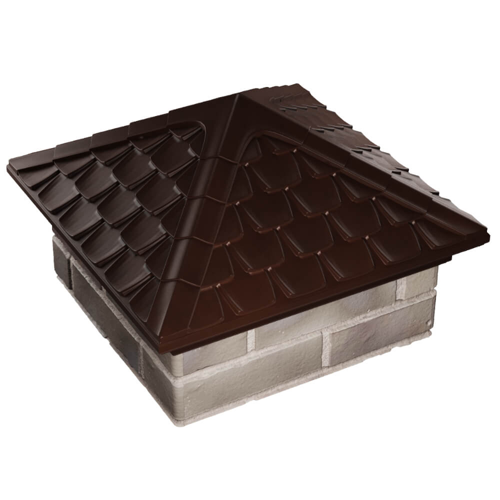 Колпак Zking Эльбрус Коричневый на столб 1.5х1.5 кирпича (385х385мм) в Воскресенске фото