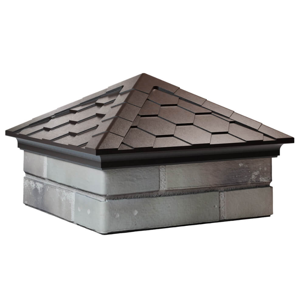 Колпак Zking Эверест Коричневый на столб 1.5х1.5 кирпича (390х390мм) в Воскресенске фото