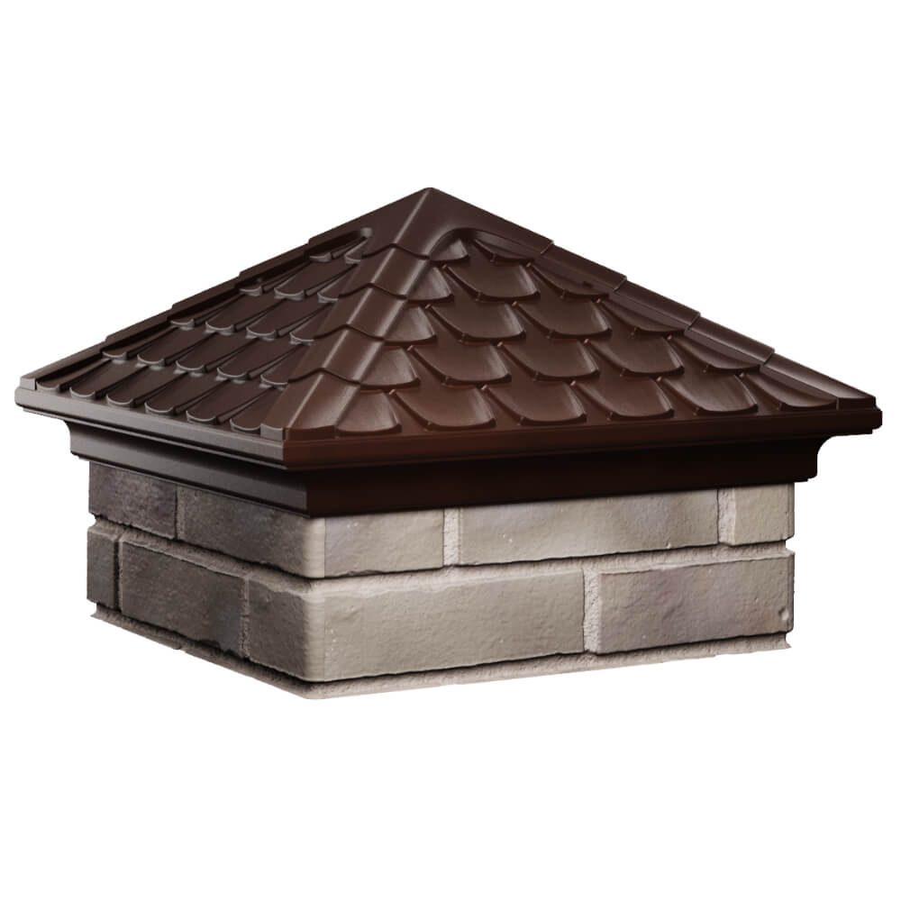 Колпак Zking Эльбрус Коричневый на столб 1.5х1.5 кирпича (385х385мм) в Воскресенске фото