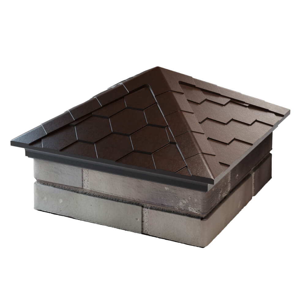 Колпак Zking Эверест Коричневый на столб 1.5х1.5 кирпича (390х390мм) в Воскресенске фото